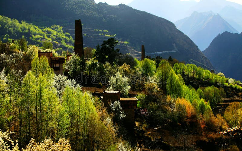 Village in a mountainous area