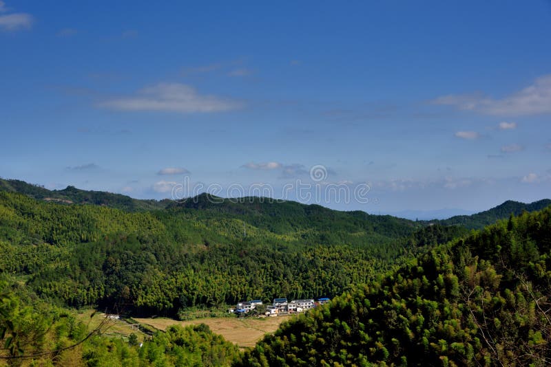 Village in mountains, Anhui province, China