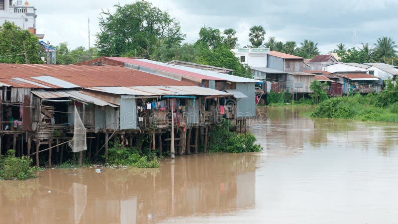 Village by a river in Cambodia