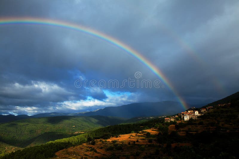 Village under rainbow