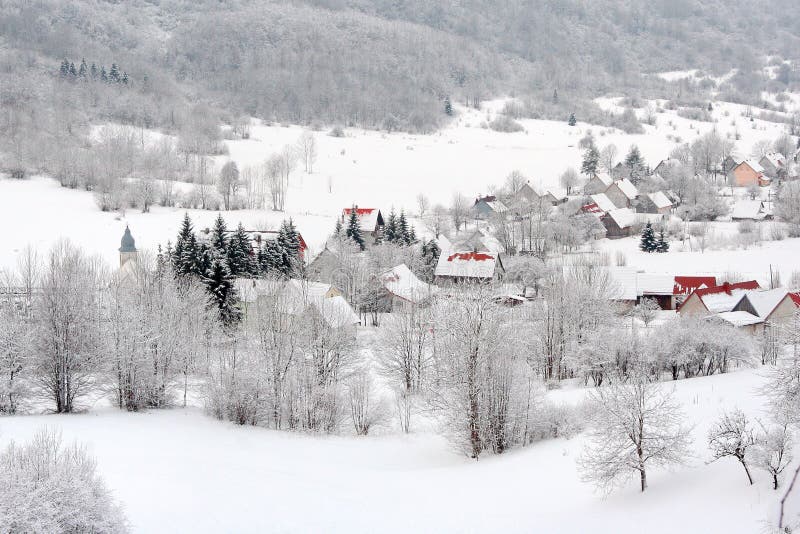 Village in Winter stock image