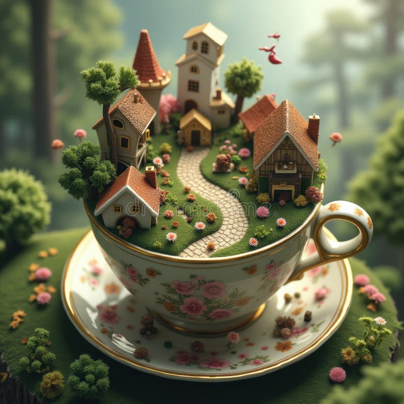 Villaggio in miniatura in una tecnocrate Generative AI royalty illustrazione gratis