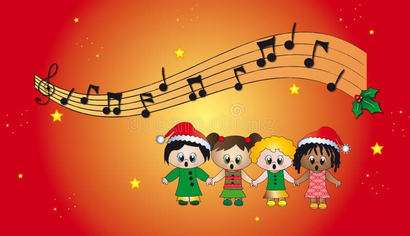 Illustration of children singing Christmas carols. Illustration of children singing Christmas carols