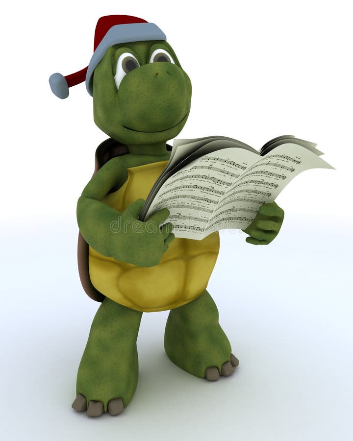 3D Render of a tortoise singing christmas carols. 3D Render of a tortoise singing christmas carols