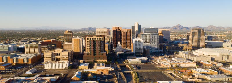 Ville de capitale de l'État de Phoenix de vue aérienne d'horizon du centre de ville de l'Arizona