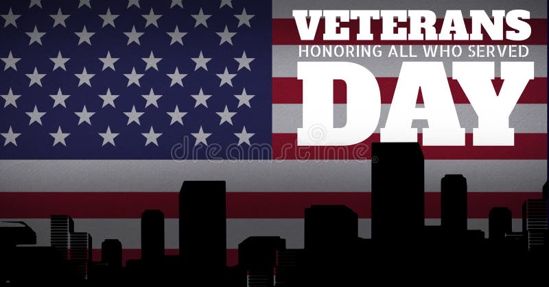 Ville de drapeau de jour de vétérans illustration stock