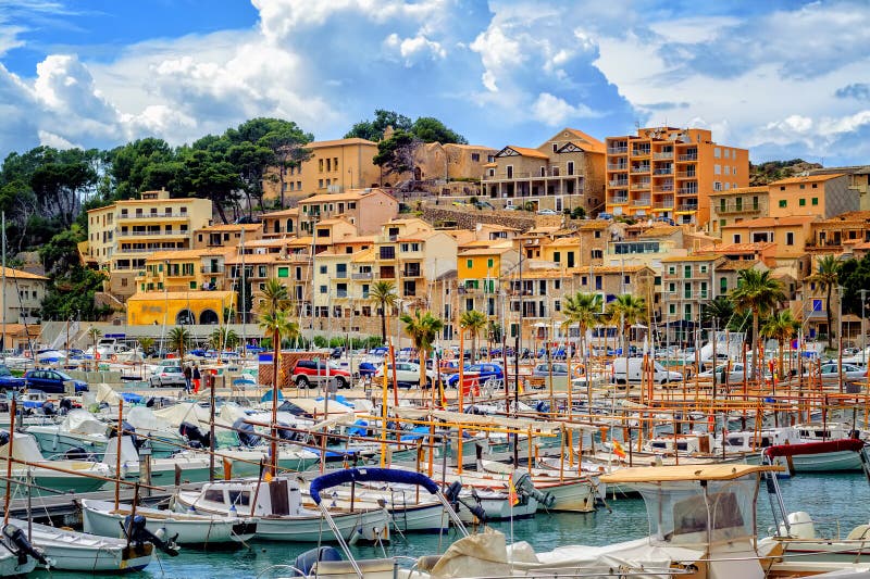 Port de Soller historical Old Town and harbour, a popular tourist resort on Mallorca island, Spain. Port de Soller historical Old Town and harbour, a popular tourist resort on Mallorca island, Spain