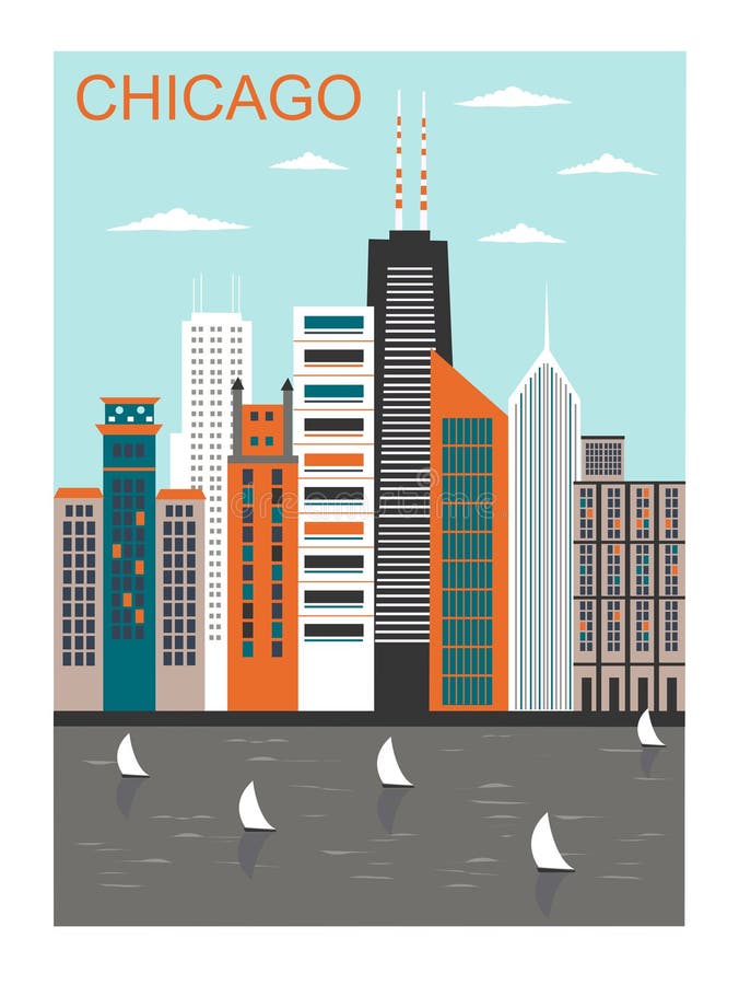 Ville stylisée de Chicago illustration de vecteur Ville stylisée de Chicago illustration de vecteur