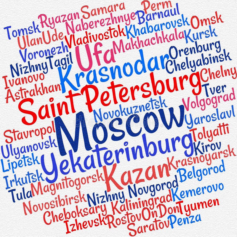 Villes en nuage de mot de la Russie illustration libre de droits Villes en nuage de mot de la Russie illustration libre de droits