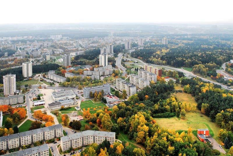 Vilnius city aerial view - Lithuanian capital bird eye view