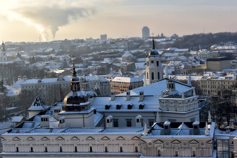 Vilnius city in winter stock photo. Image of religion 66706102
