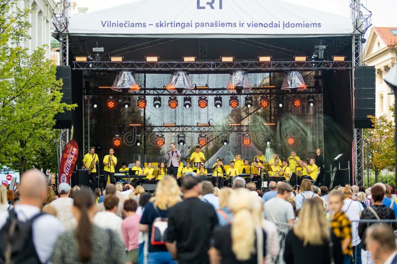 VILNIUS, LITHUANIA - SEPTEMBER 3, 2023: People attending annual Nations Fair, where masters from the national communities of Lithuania present their arts, crafts, national customs and traditions. VILNIUS, LITHUANIA - SEPTEMBER 3, 2023: People attending annual Nations Fair, where masters from the national communities of Lithuania present their arts, crafts, national customs and traditions