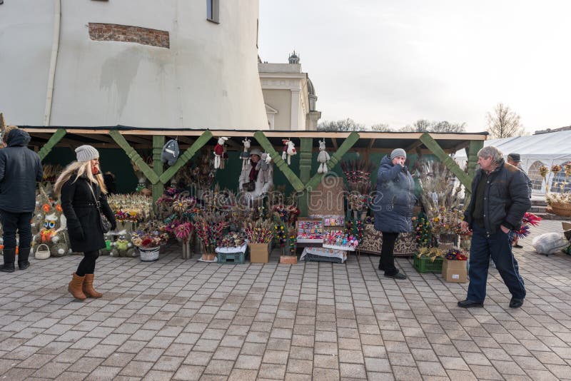 VILNIUS, LITHUANIA - MARCH 4, 2017: Kaziukas Market in Vilnius ...