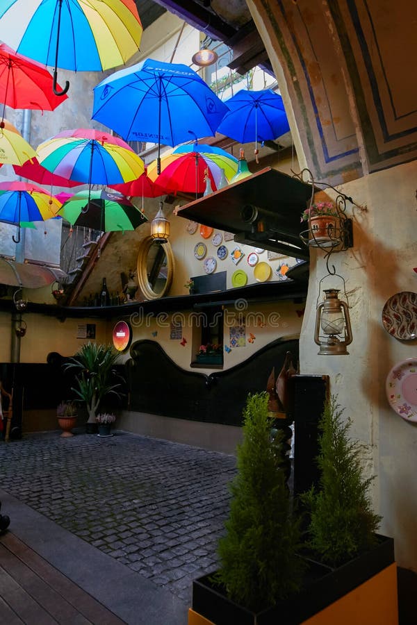 Vilnius, Lithuania - November 5, 2017: Interior design of the cafe.
