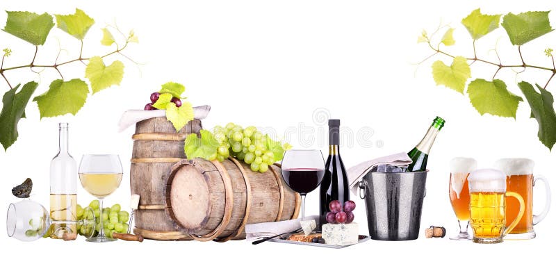 Vin de Champagne, rouge et blanc, bière image stock Vin de Champagne, rouge et blanc, bière image stock