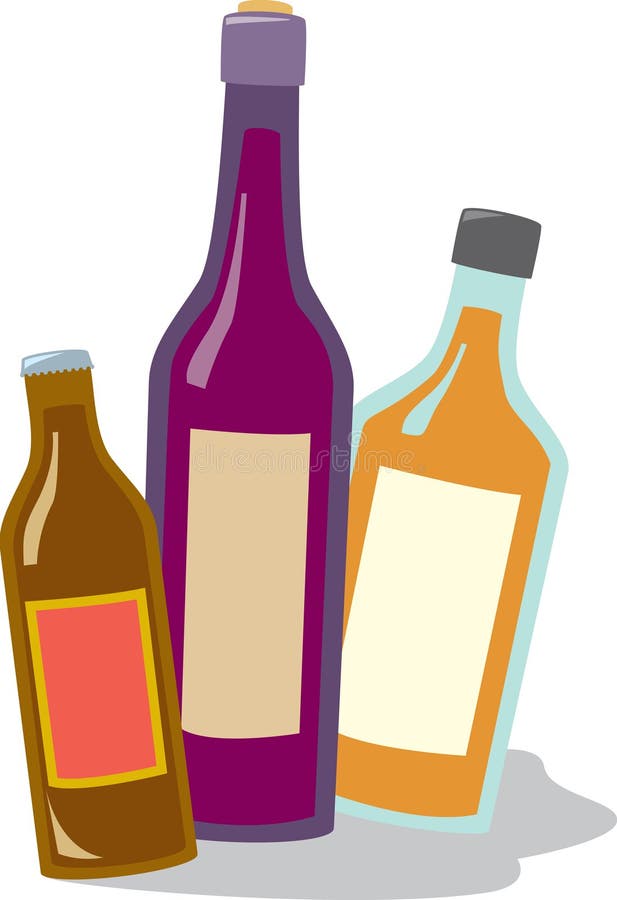 Three common types of alcoholic beverages sold in liquor stores. Bottles can be separated individually using editing software. Three common types of alcoholic beverages sold in liquor stores. Bottles can be separated individually using editing software.