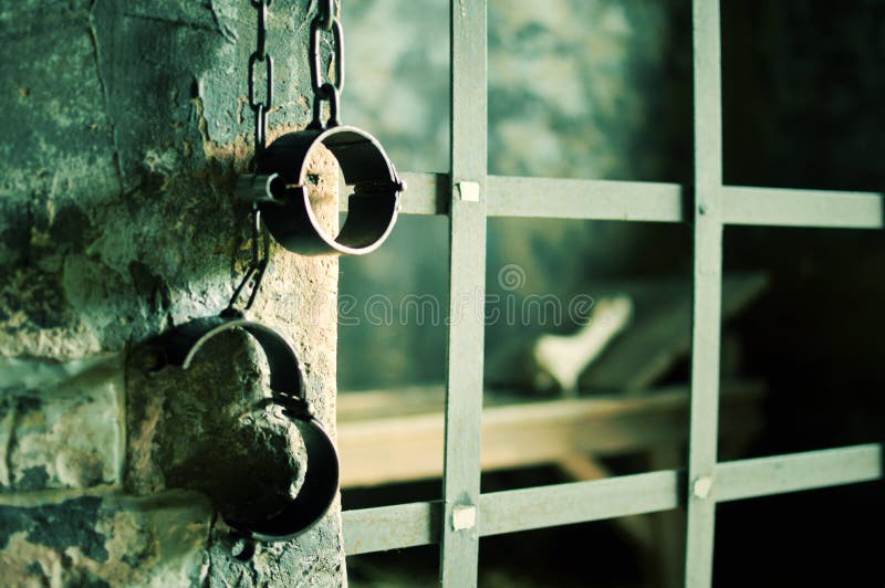 Metal shackles in old prison