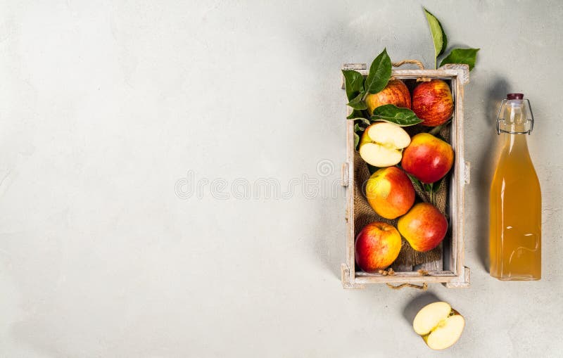 Vinaigre de cidre d'Apple et pommes fraîches photos libres de droits Vinaigre de cidre d'Apple et pommes fraîches photos libres de droits