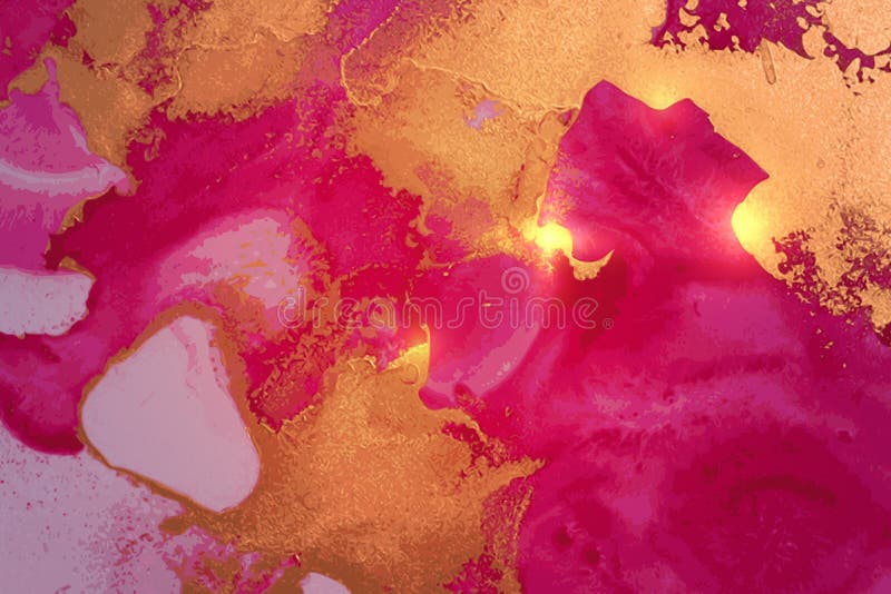 Vinatge abstract gold, and magenta marble texture with sparkles