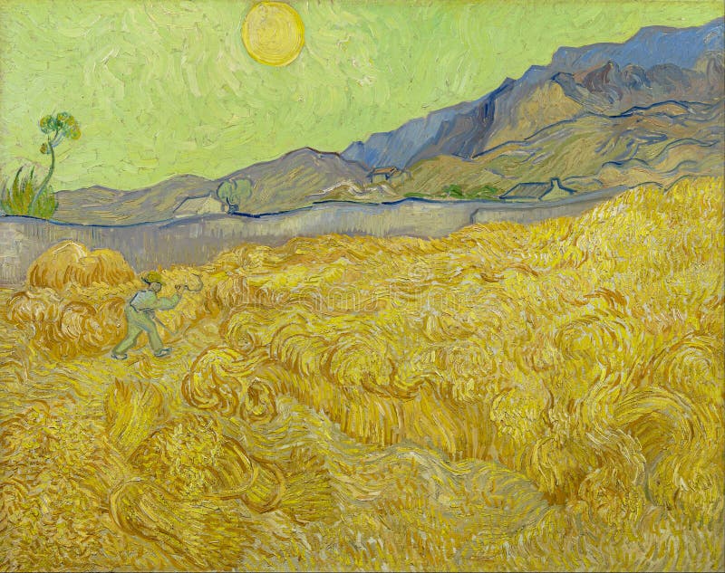 Vincent van Gogh, Wheatfield with a reaper, 1889, oil on canvas, Van Gogh Musem, Amsterdam, Netherlands. Vincent van Gogh, Wheatfield with a reaper, 1889, oil on canvas, Van Gogh Musem, Amsterdam, Netherlands