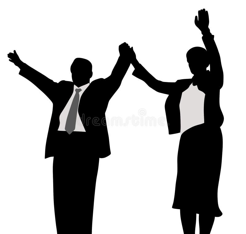Vincitori della campagna politica di affari della moglie e del marito illustrazione di stock Vincitori della campagna politica di affari della moglie e del marito illustrazione di stock