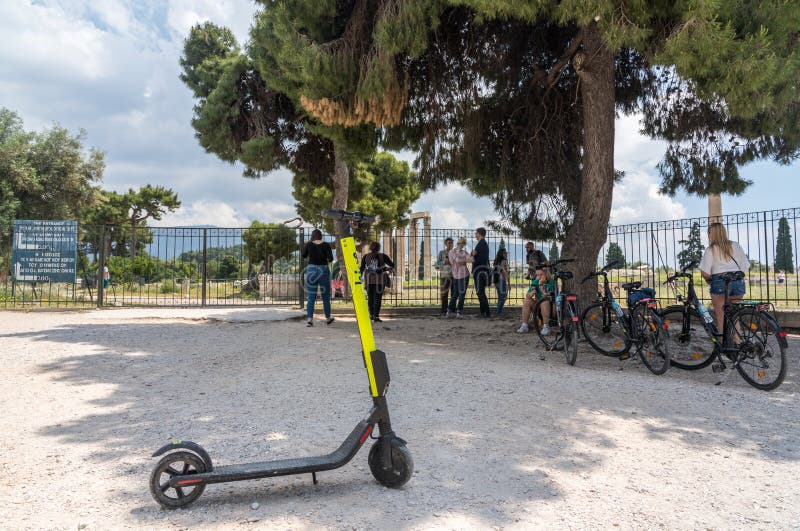 Vine Electric Scooter in Athens, Greece Editorial Stock Photo Image