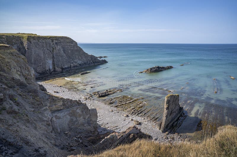 Vinegar Cove view cliff walk from Bude royalty free stock image