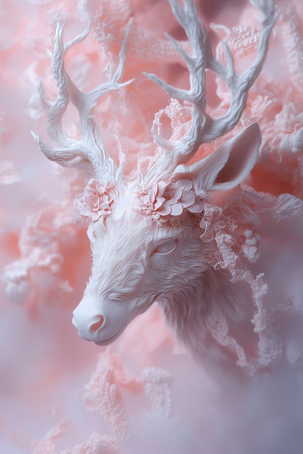 Vines intricately twist into the shape of mythical creatures, surrounded by soft pink tones and delicate floral details