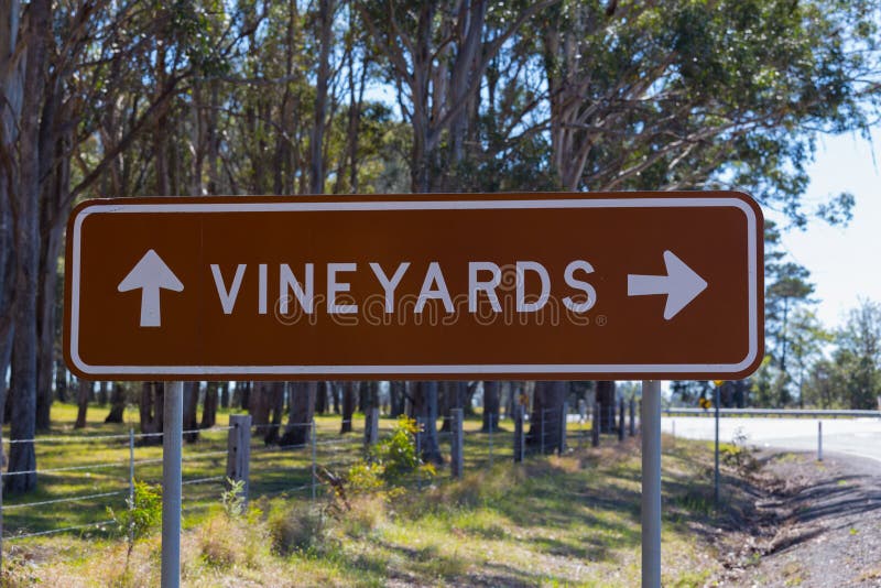 Vineyard Direction Road Sign.