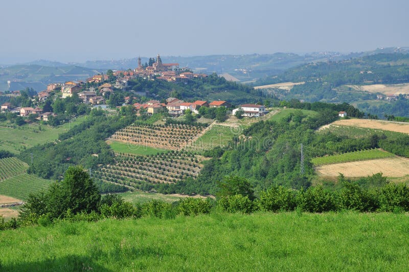 Langhe, the main Piedmont wine producing area. Barolo and Barbaresco. Unesco world heritage site. Vineyards on the South Piemonte hills, Italy. Italian green landscape. Langhe, the main Piedmont wine producing area. Barolo and Barbaresco. Unesco world heritage site. Vineyards on the South Piemonte hills, Italy. Italian green landscape.