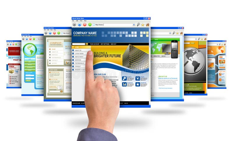 Vinger die op de Websites van Internet richt royalty-vrije illustratie Vinger die op de Websites van Internet richt royalty-vrije illustratie