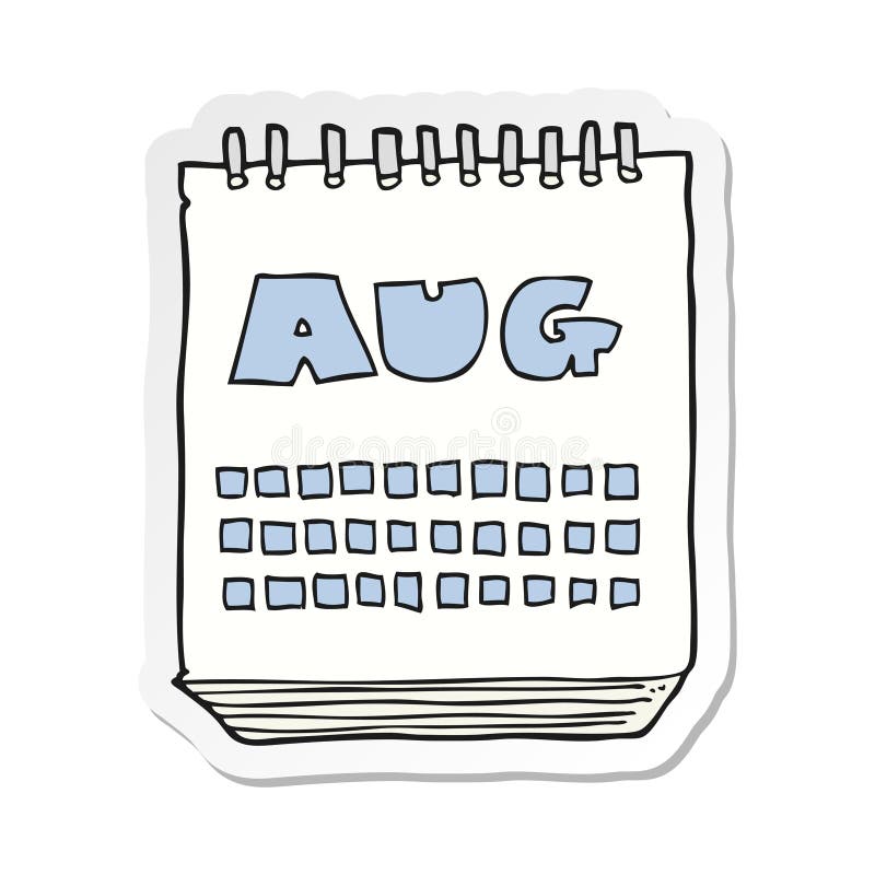 vinheta de um calendário cartoon mostrando mês de agosto ilustração stock vinheta de um calendário cartoon mostrando mês de agosto ilustração stock