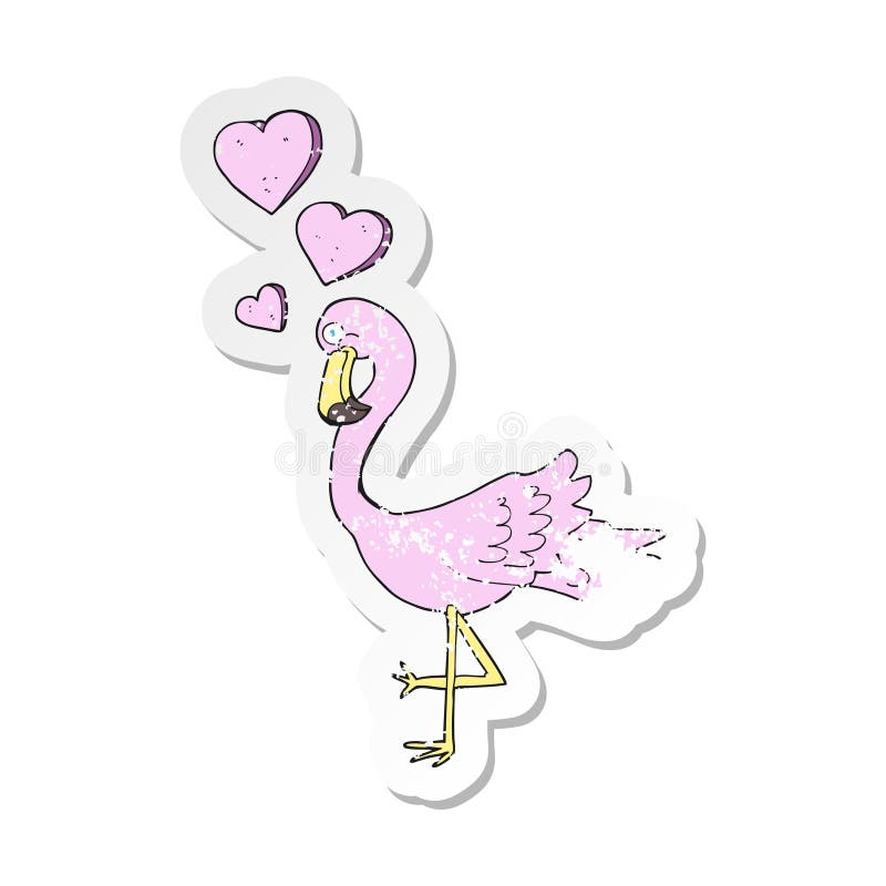 vinheta retro angustiada de um desenho animado flamingo apaixonado ilustração stock vinheta retro angustiada de um desenho animado flamingo apaixonado ilustração stock
