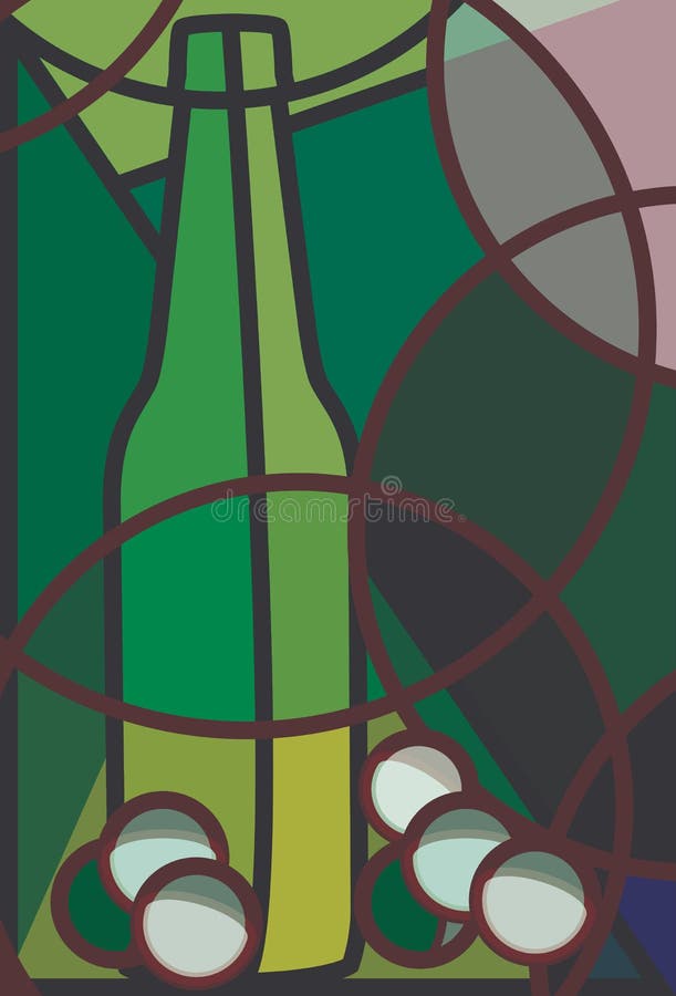 Vinho branco e uvas ilustração stock