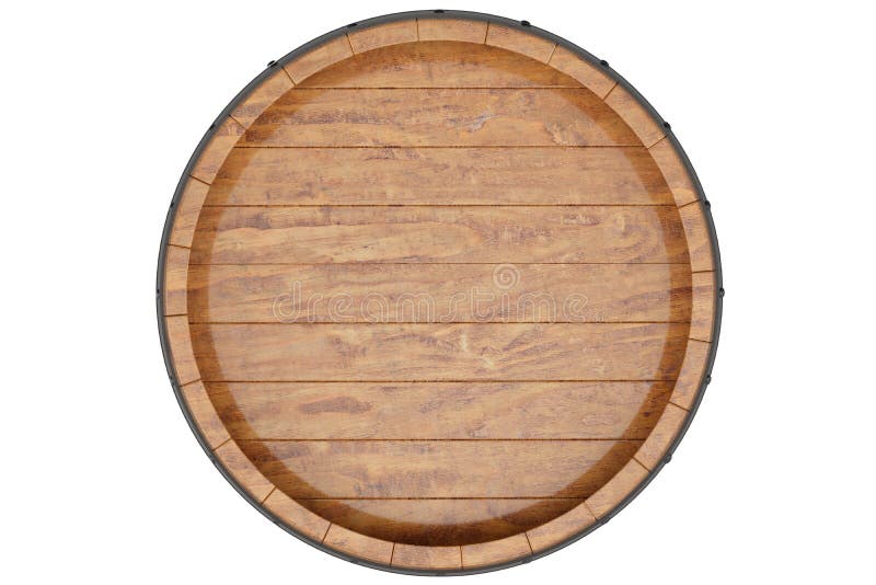 Wine, beer, whiskey, wooden barrel top view of isolation on a white background, 3d illustration. Wine, beer, whiskey, wooden barrel top view of isolation on a white background, 3d illustration