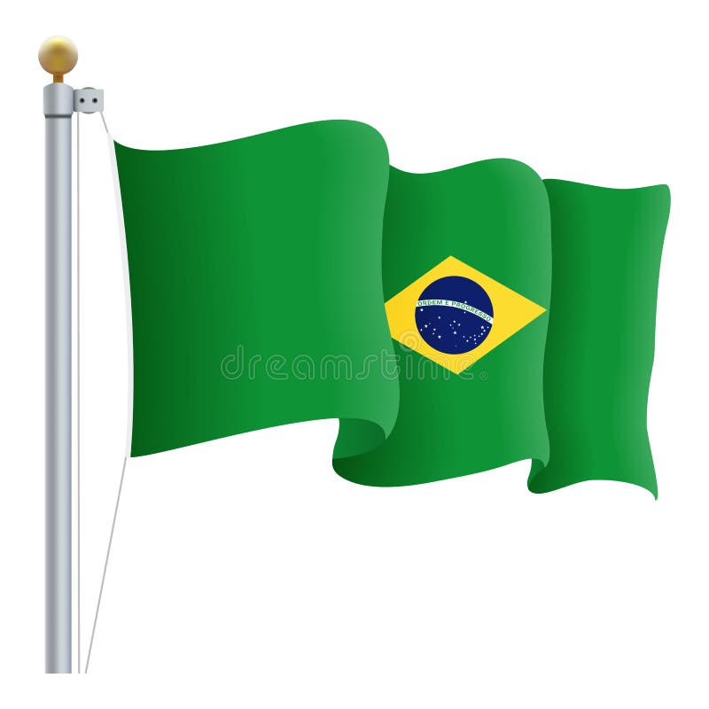 Vinkande Brasilien flagga som isoleras på en vit bakgrund också vektor för coreldrawillustration royaltyfri illustrationer Vinkande Brasilien flagga som isoleras på en vit bakgrund också vektor för coreldrawillustration royaltyfri illustrationer