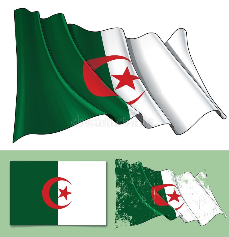 Vinkande flagga av Algeriet stock illustrationer Vinkande flagga av Algeriet stock illustrationer