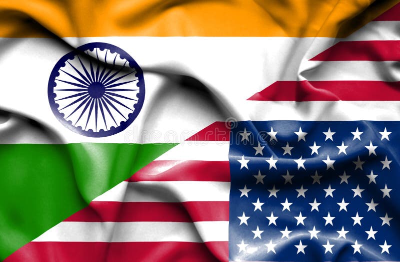 Vinkande flagga av Amerikas förenta stater och Indien royaltyfri illustrationer Vinkande flagga av Amerikas förenta stater och Indien royaltyfri illustrationer