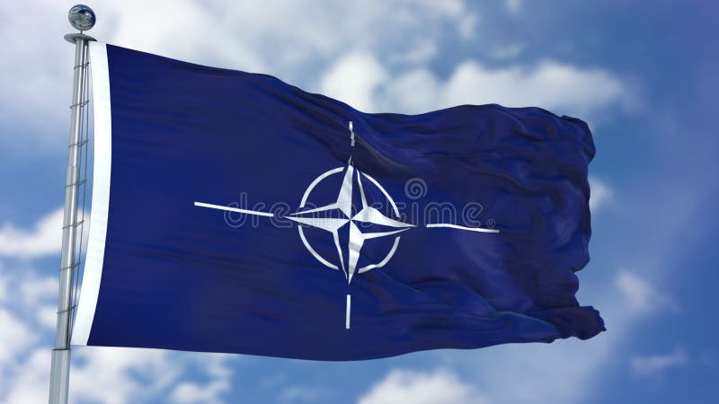 Vinkande flagga för NATO stock illustrationer Vinkande flagga för NATO stock illustrationer