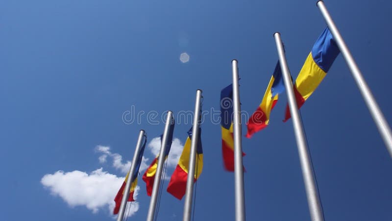 Vinkande rumänska flaggor