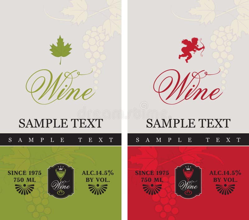 Vino blanco rojo y ilustración del vector. Ilustración de adornado