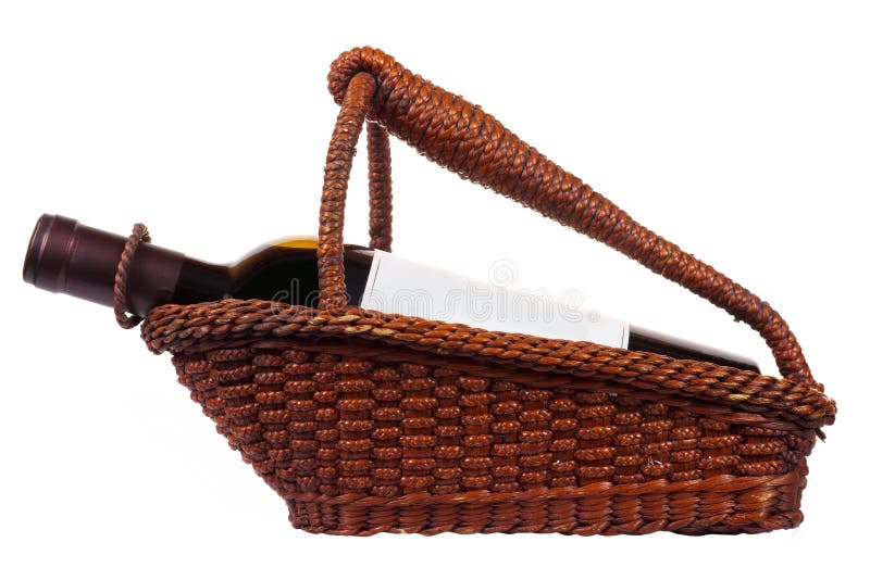 Vino rojo en cesta de madera imágenes de archivo libres de regalías Vino rojo en cesta de madera imágenes de archivo libres de regalías