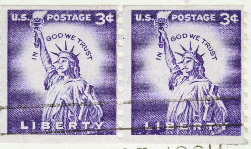 Vintage 1954 US Postage Stamp Liberty Coil royalty free stock photos