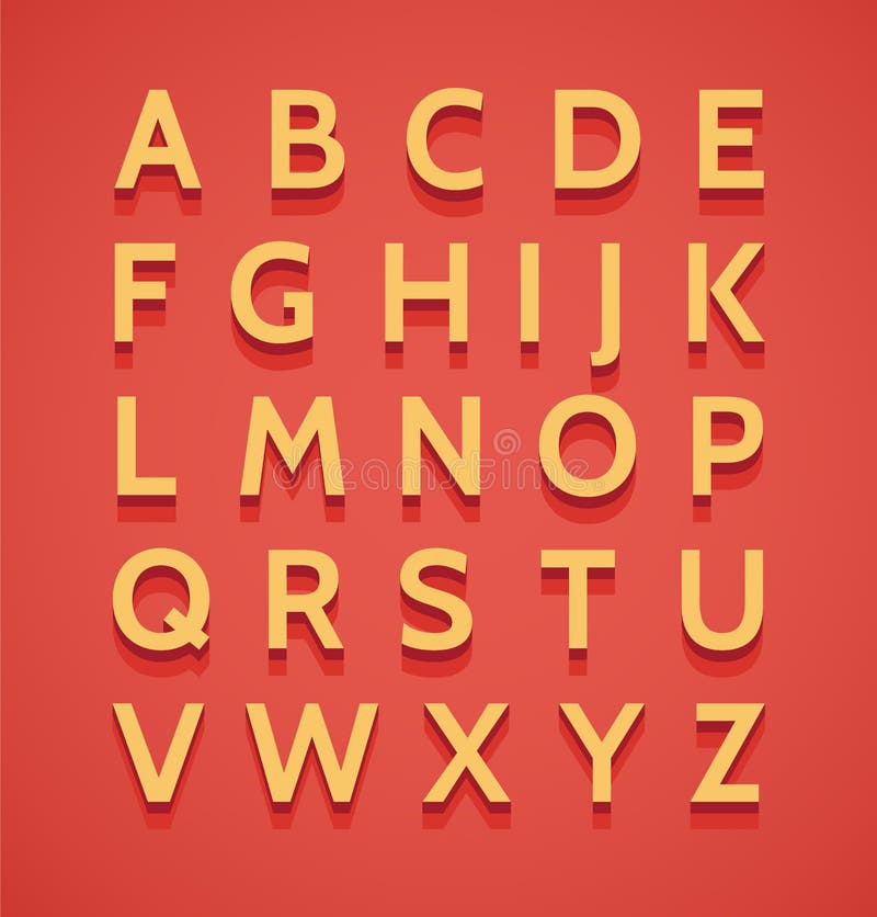 Vintage 3d alphabet vector illustration