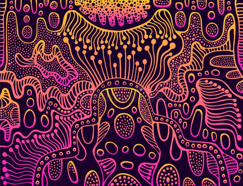 Vintage Bright Abstract Ornament Psychedelic Waves Gradient