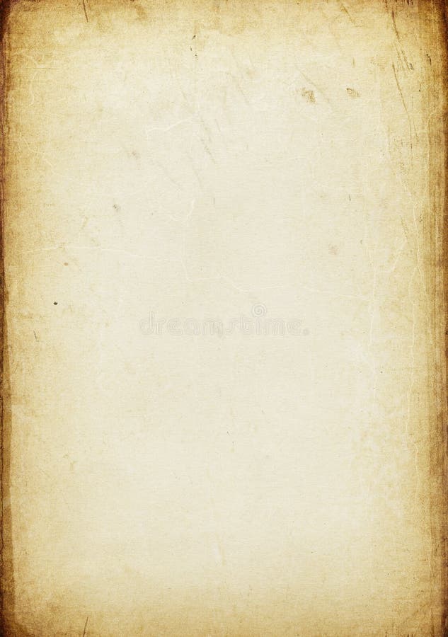 old white parchment paper background with distressed vintage grunge texture  borders and black burnt edges or frame Stock Illustration