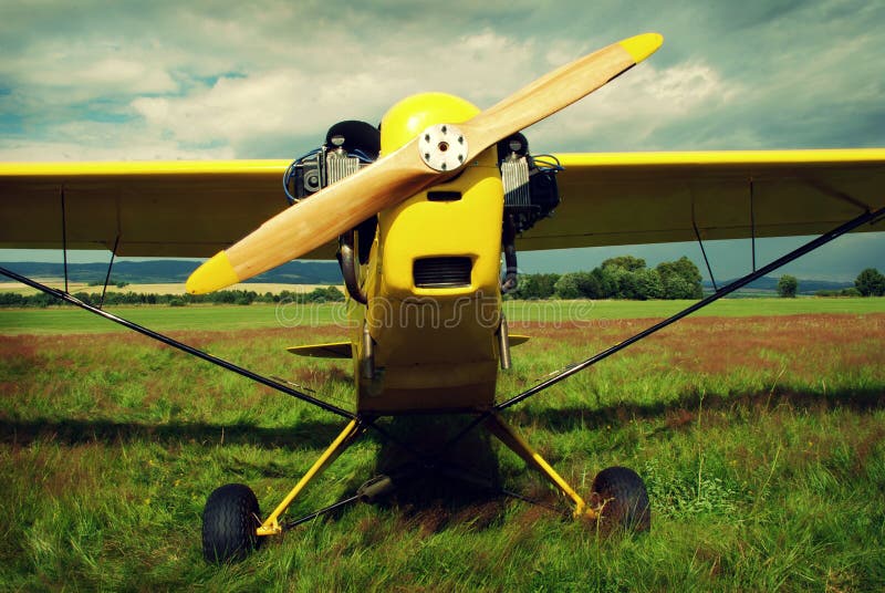 Vecchio aereo sul erba, immagine.