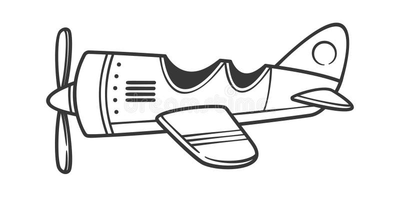 Vintage airplane cute doodle aviation vector illustration