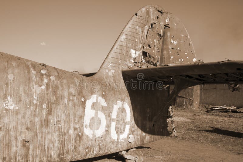 Vintage airplane in sepia royalty free stock photos
