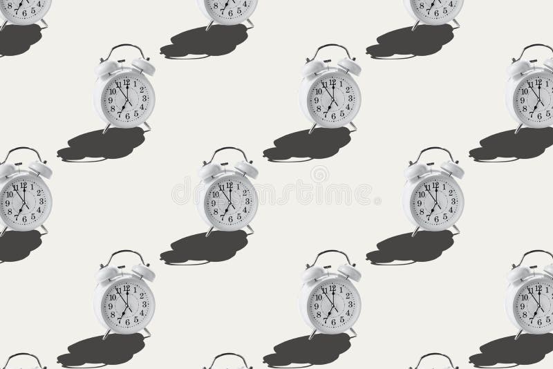 Vintage Alarm Clock Isolated on a Light Backdrop Forming a Seamless